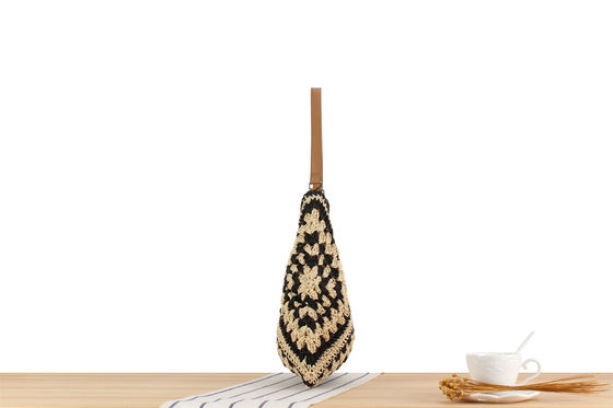 Borsa da spiaggia a mano per donna eco-compatibile con disegno a forma di fiore e cintura in cuoio PU