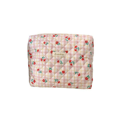 Borsa di trucco in cotone a coltello di moda Borsa igienica fatta a mano con chiusura a cerniera