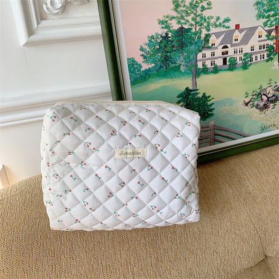 Borsa di trucco in cotone a coltello di moda Borsa igienica fatta a mano con chiusura a cerniera
