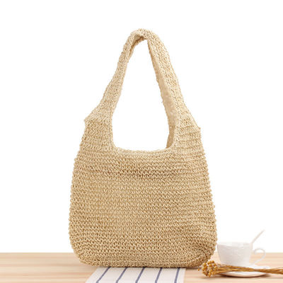 Borsa a mano di paglia di paglia con una spalla per viaggi e escursioni in spiaggia