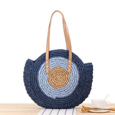 Estate Mezzo rotondo stile etnico sella paglia tessuta spiaggia sacchetto di rotino fatto a mano per unisex