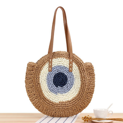 Estate Mezzo rotondo stile etnico sella paglia tessuta spiaggia sacchetto di rotino fatto a mano per unisex