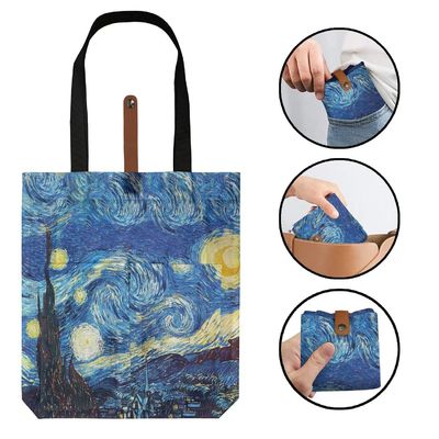 Pittura Borsa da spalla riutilizzabile per lo shopping Ultra Slim Borsa da spiaggia a tela pieghevole per donne