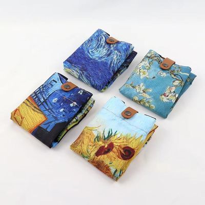 Pittura Borsa da spalla riutilizzabile per lo shopping Ultra Slim Borsa da spiaggia a tela pieghevole per donne