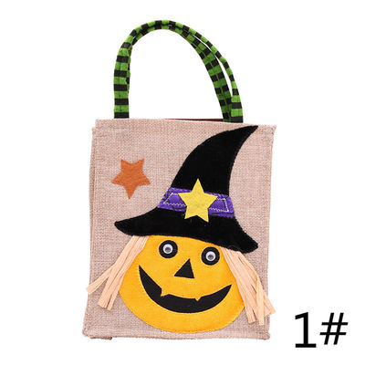 Chiusura aperta Reutilizzabile Halloween zucca stregone scheletro sacchetto di lino per la collezione di caramelle