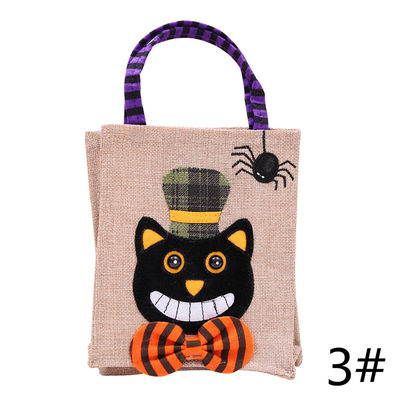 Chiusura aperta Reutilizzabile Halloween zucca stregone scheletro sacchetto di lino per la collezione di caramelle