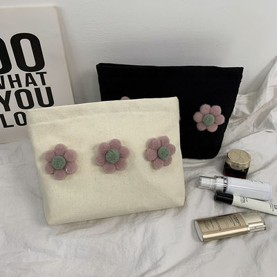 Piccolo sacchetto di trucco in cotone con cerniera bianca con colore personalizzato