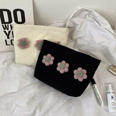 Piccolo sacchetto di trucco in cotone con cerniera bianca con colore personalizzato