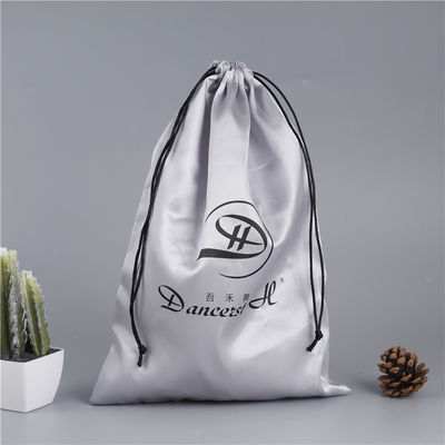 Borsa a corda di satinato con logo personalizzato per lo stoccaggio delle parrucche per capelli e l'imballaggio per regali in seta grande