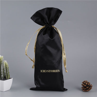 Borsa a corda di satinato con logo personalizzato per lo stoccaggio delle parrucche per capelli e l'imballaggio per regali in seta grande