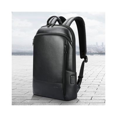 Personalizza lo zaino portatile in pelle da uomo con porta di ricarica USB anti-furto