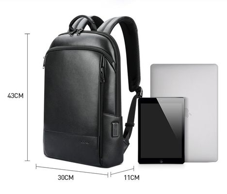Personalizza lo zaino portatile in pelle da uomo con porta di ricarica USB anti-furto