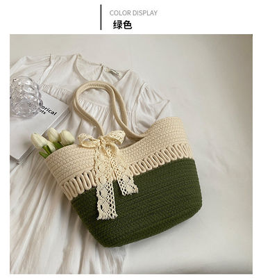 Concise Style Donna Borsa a corda di cotone Ideale per le vacanze estive di moda e spiaggia
