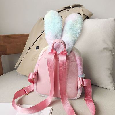 Unisex Cartoon Cute Bunny Zaino scolastico con chiusura a cerniera e stampe di cartoni animati di conigli