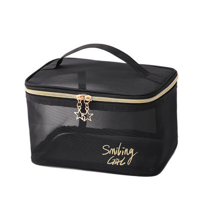 Chiusura con cerniera a maglia nera Strumenti di trucco Organizzatore Borsa cosmetica di bellezza per amanti della bellezza