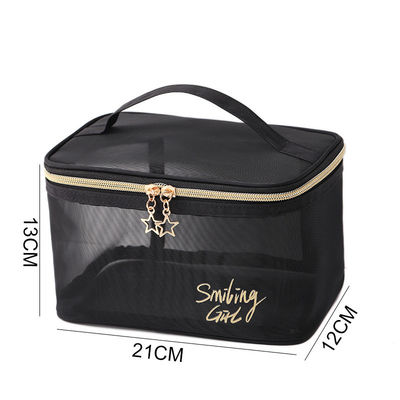 Chiusura con cerniera a maglia nera Strumenti di trucco Organizzatore Borsa cosmetica di bellezza per amanti della bellezza