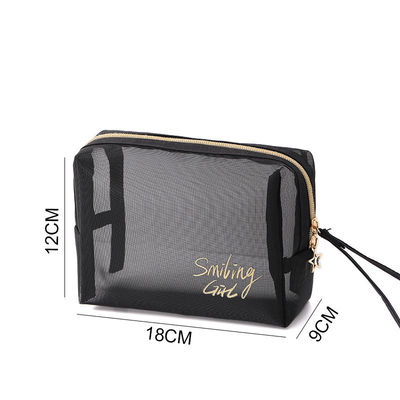 Chiusura con cerniera a maglia nera Strumenti di trucco Organizzatore Borsa cosmetica di bellezza per amanti della bellezza