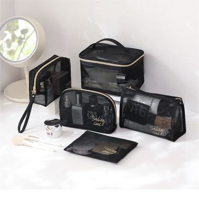 Chiusura con cerniera a maglia nera Strumenti di trucco Organizzatore Borsa cosmetica di bellezza per amanti della bellezza
