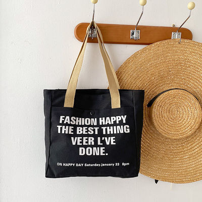 Stile di moda aperta chiusura stampa su misura tela borse da shopping grande borsa di cotone