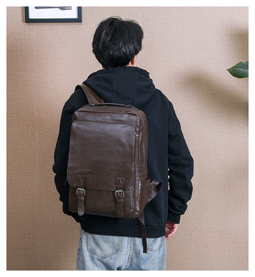 Acceptabile OEM/ODM zaino portatile PU in pelle per uomo con intercalare interno per computer