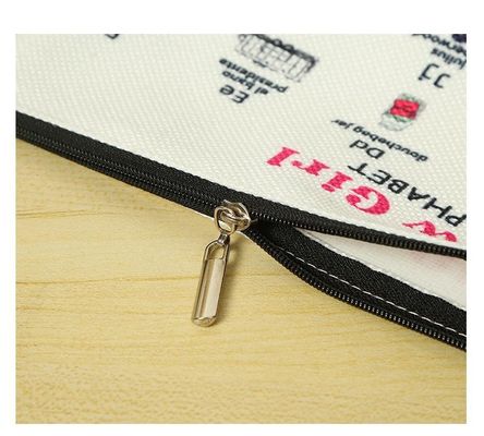 Accessoio cosmetico a doppio lato sacchetto con cerniera fatta di tela di cotone ecologico
