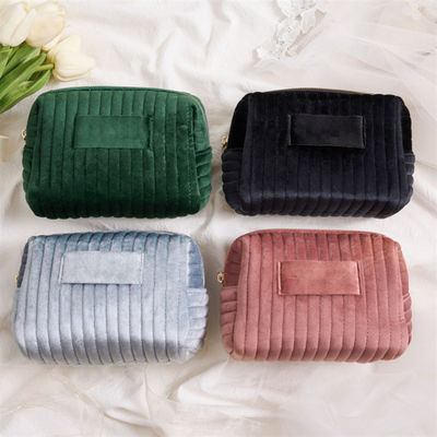 Borsa per servizi igienici in velluto con chiusura a cerniera per viaggi confortevoli ed eleganti