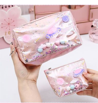 Stile alla moda Canvas di cotone Zipper Borsa da viaggio trucco borsa cosmetica con modello solido
