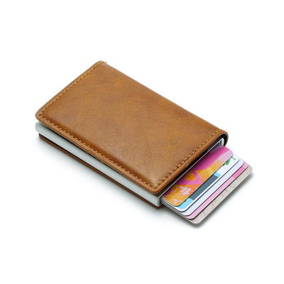 Colore personalizzato Pop Up PU cuoio portafoglio metallico bloccante automatico di alluminio customisato