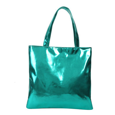 Soft Tote Handbag semplice colore massiccio lucente pelle per le ragazze carine borsa da shopping