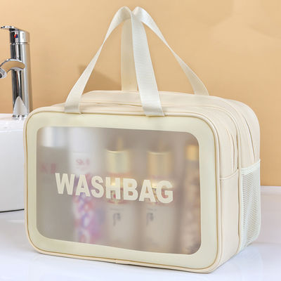 Sacchetto di lavaggio di viaggio trasparente in PVC a modello solido per servizi igienici e trucco impermeabili in bagno