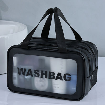 Sacchetto di lavaggio di viaggio trasparente in PVC a modello solido per servizi igienici e trucco impermeabili in bagno