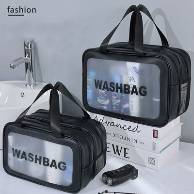 Sacchetto di lavaggio di viaggio trasparente in PVC a modello solido per servizi igienici e trucco impermeabili in bagno