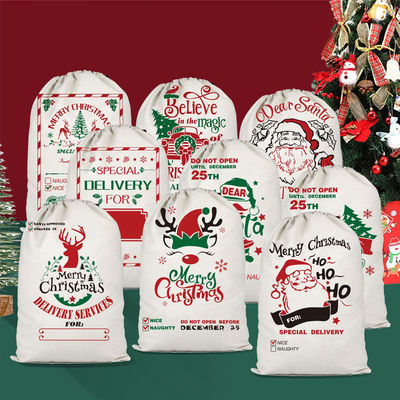 Colore personalizzato e logo personalizzato accettato Borse di tela portatili per Natale riutilizzabili