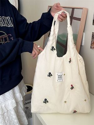 Borsa da spalla per studenti universitari Borsa Tote di grande capacità con grazioso disegno di stampa floreale