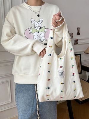 Borsa da spalla per studenti universitari Borsa Tote di grande capacità con grazioso disegno di stampa floreale