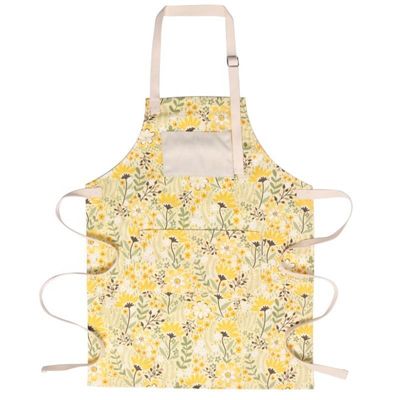 Logo personalizzato Stampa regolabile lavabile grembiule da cucina di cotone giallo per bar da ristorante