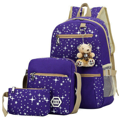 Zaino scolastico per bambini Zaino set di 3 per viaggi di svago con design resistente all'acqua