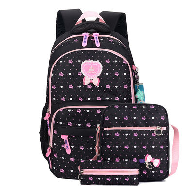3pcs Set Studente Primaria Ragazze Zaino Scolastico Borsa con Disegno di Nylon