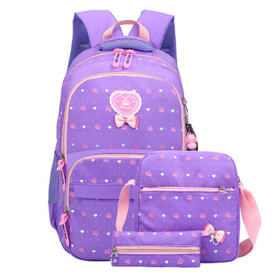 3pcs Set Studente Primaria Ragazze Zaino Scolastico Borsa con Disegno di Nylon