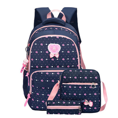 3pcs Set Studente Primaria Ragazze Zaino Scolastico Borsa con Disegno di Nylon