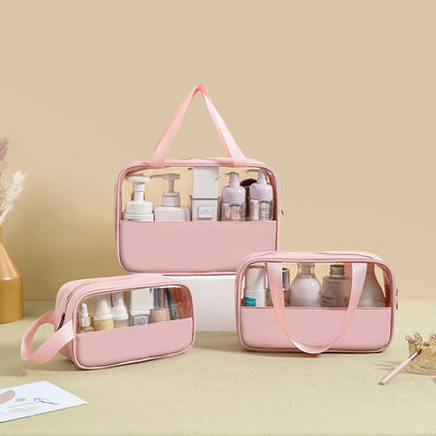 Borsa cosmetica trasparente con chiusura a cerniera e il tuo logo personalizzato
