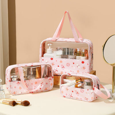 Borsa cosmetica trasparente con chiusura a cerniera e il tuo logo personalizzato