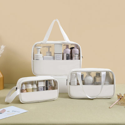 Borsa cosmetica trasparente con chiusura a cerniera e il tuo logo personalizzato