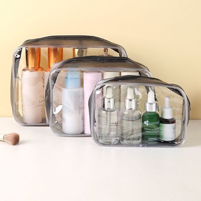 Materiale PVC Cosmetici Comodità Casella organizzatrice di trucco trasparente per viaggi delle donne