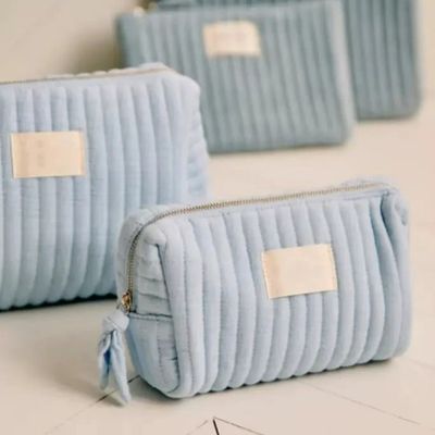 Viaggio Borsa cosmetica di cotone comodo morbido con cerniera di velluto di peluche