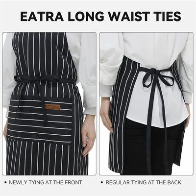 Bar ristorante bar unisex cucina stripes grembiule con 2 tasche e design avanzato in rilievo