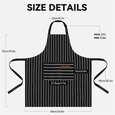 Bar ristorante bar unisex cucina stripes grembiule con 2 tasche e design avanzato in rilievo