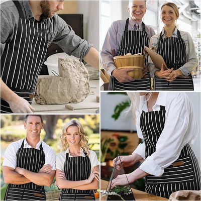 Bar ristorante bar unisex cucina stripes grembiule con 2 tasche e design avanzato in rilievo