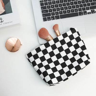 Fashion Portable Wash Bag Customized Black and White Checkerboard Borsa per spazzole cosmetiche