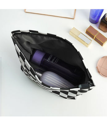 Fashion Portable Wash Bag Customized Black and White Checkerboard Borsa per spazzole cosmetiche